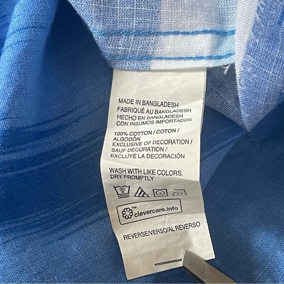 Izod Saltwater XXL Blue Relaxed Classics Button-Down Short Sleeve Shirt striped - Picture 5 of 8